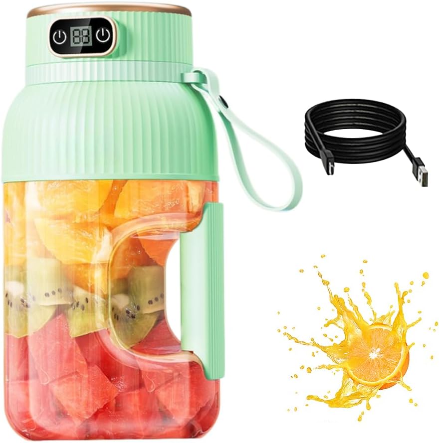 Portable Wireless Juicer Cup, 2026 New Personal Blender, Portable Juice Blenders for Outdoor Use, Fruit Juicer Cup for Office Workers, Rechargeable Mini Blender for Travel(Green)(Blue)(White)