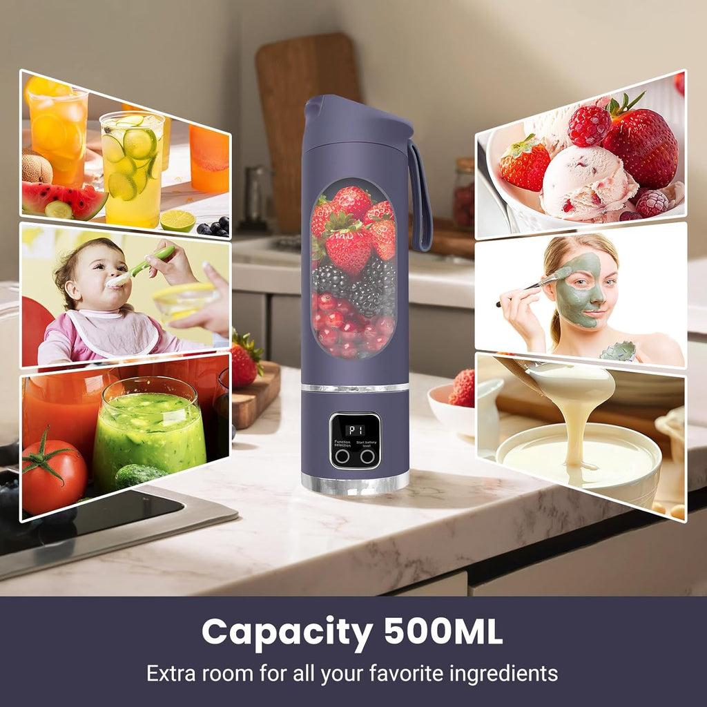 Portable Blender Personal Electric USB | 500ml Portable Juicer for Shakes and Smoothies | Small Blender for Mixing (Purple)(Green)(White)