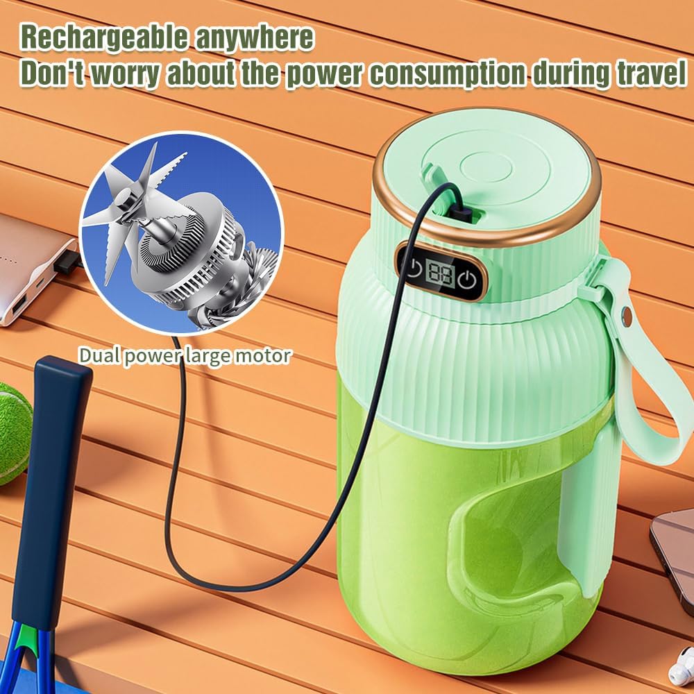 Portable Wireless Juicer Cup, 2026 New Personal Blender, Portable Juice Blenders for Outdoor Use, Fruit Juicer Cup for Office Workers, Rechargeable Mini Blender for Travel(Green)(Blue)(White)