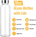 18 oz Glass Water Bottles with Lids, 4 Pack BPA-Free Reusable Glass Bottles with Measurement Markings, Leak-Proof Stainless Steel Caps, Silicone Boot and Carry Loop for Water, Juice, Smoothies