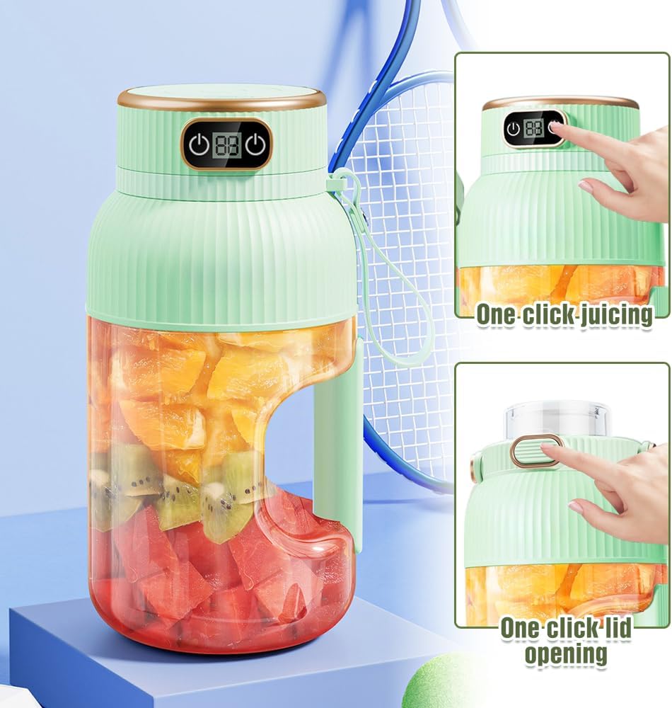 Portable Wireless Juicer Cup, 2026 New Personal Blender, Portable Juice Blenders for Outdoor Use, Fruit Juicer Cup for Office Workers, Rechargeable Mini Blender for Travel(Green)(Blue)(White)
