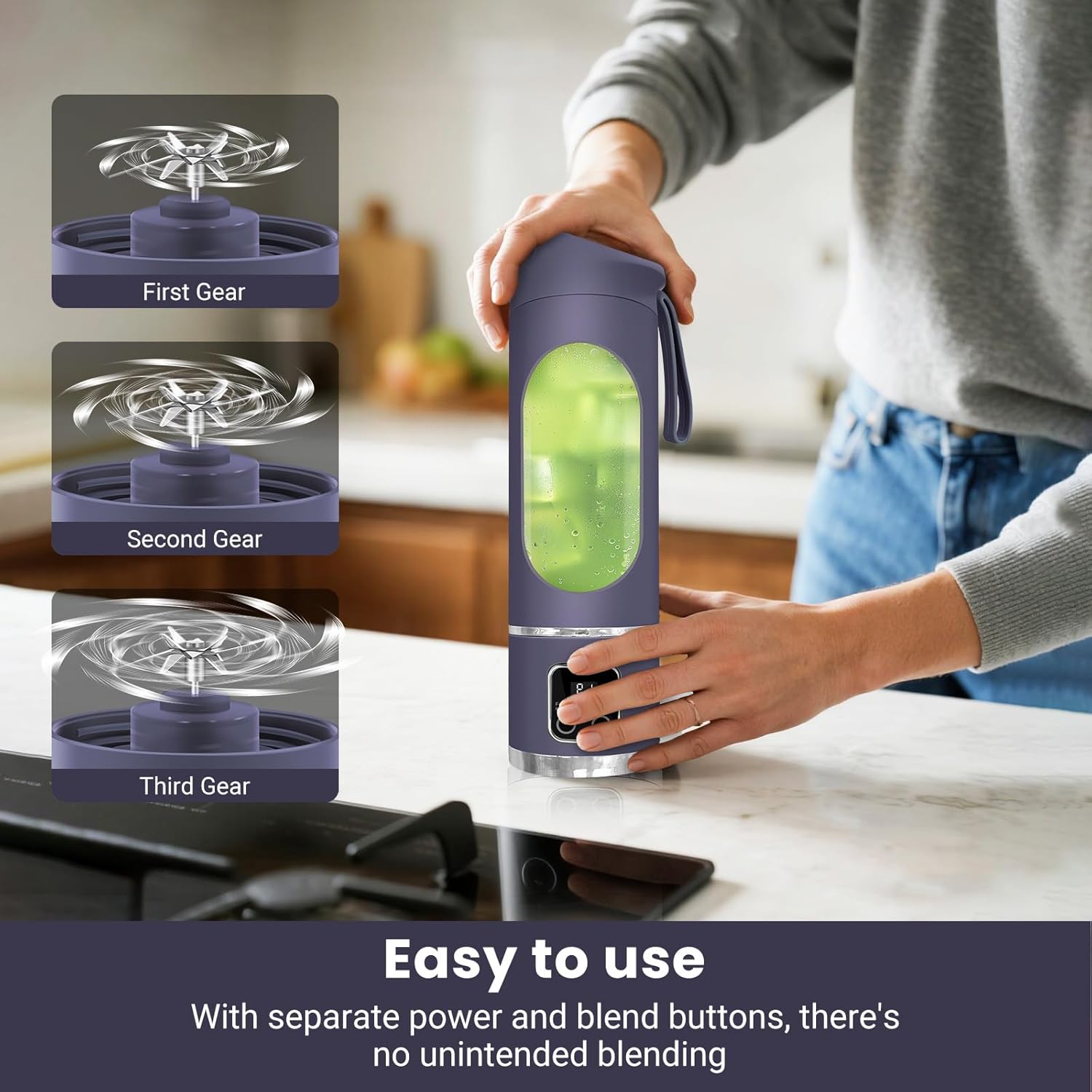 Portable Blender Personal Electric USB | 500ml Portable Juicer for Shakes and Smoothies | Small Blender for Mixing (Purple)(Green)(White)